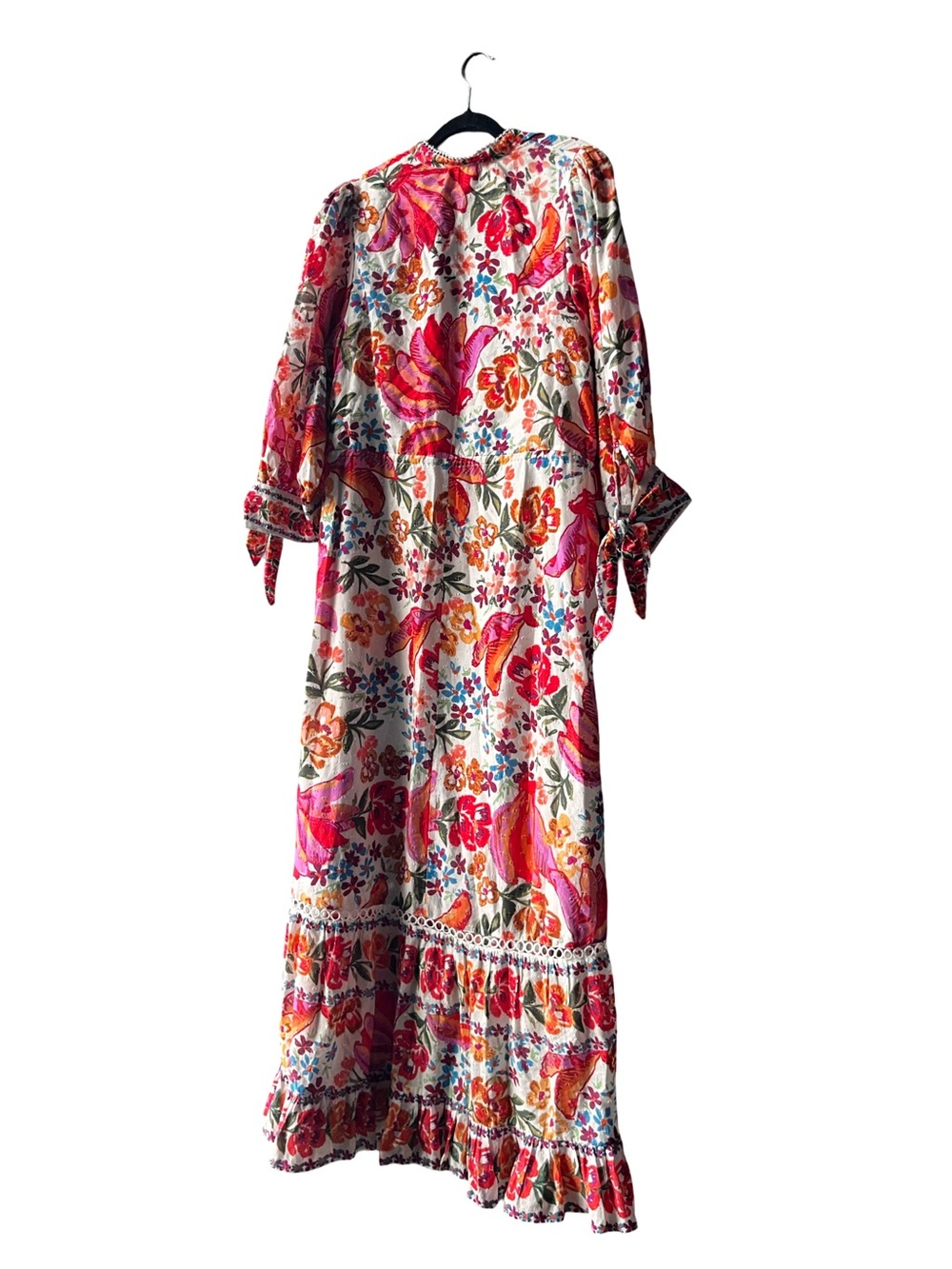 FARM Rio White Maxi Dress with Pink, Orange & Red Floral Motif - Picture 9 of 9